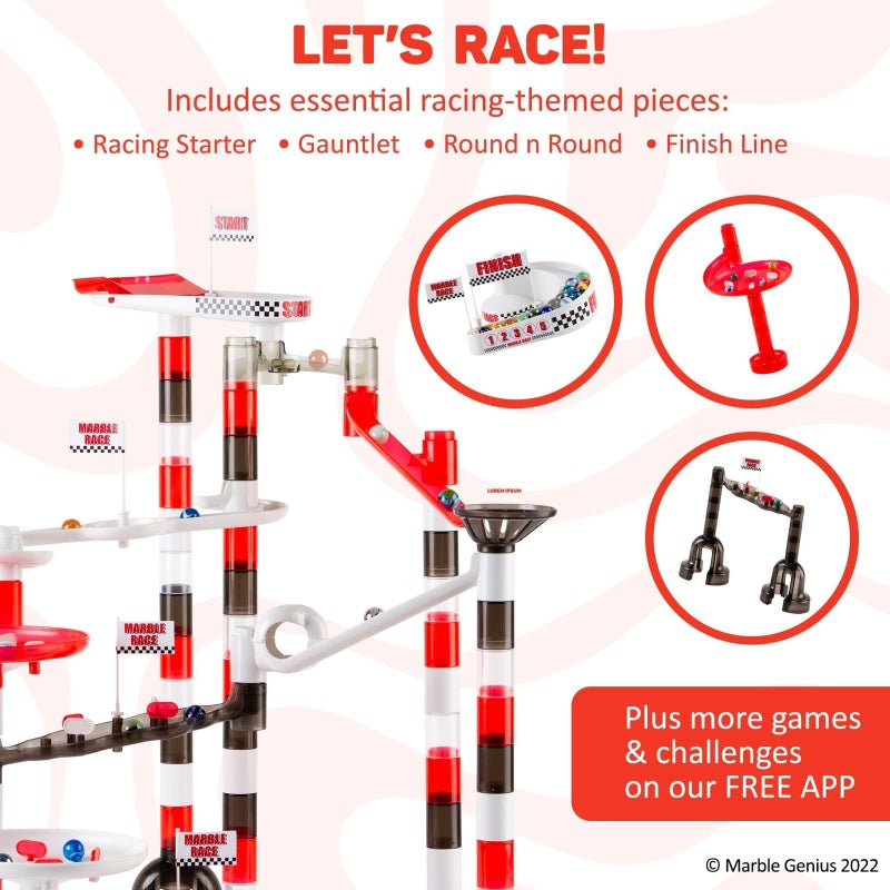 Marble Genius Marble Run Racing Set: 125-Piece Marble Run Racing Set Toys for Kids, Marbles Maze Tower Building Blocks, Marbles Race Track Rolling Game, Educational Learning STEM Toy Gift - Image 3